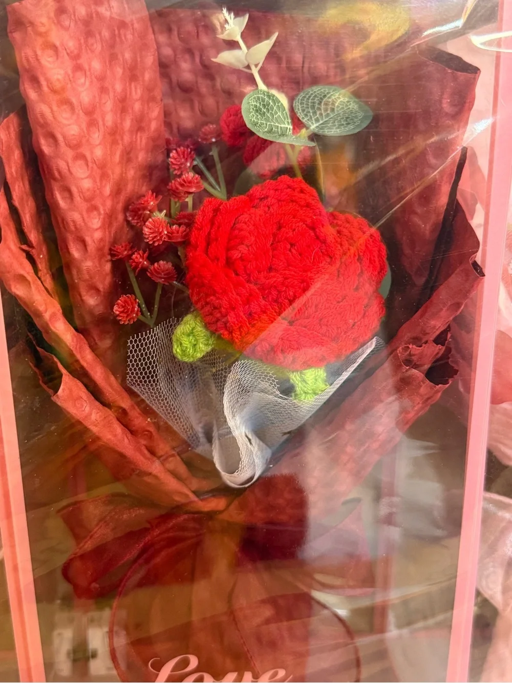 Crotchet Handcrafted Red Rose Decorative Accent - Home Accents